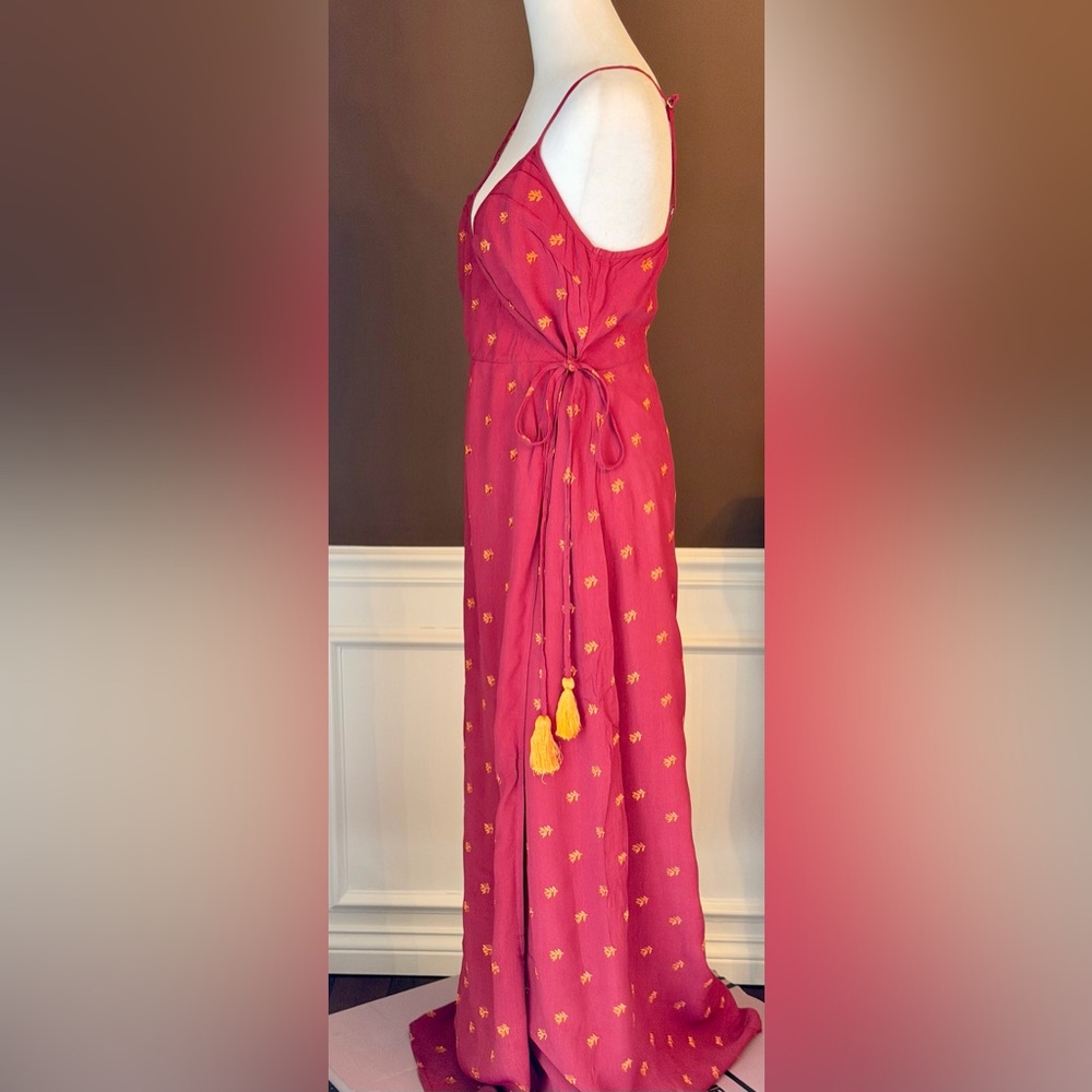 RAGA Autumn Love Maxi Wrap Dress Color Wine Size Small Sample Dress NWT - Picture 2 of 13